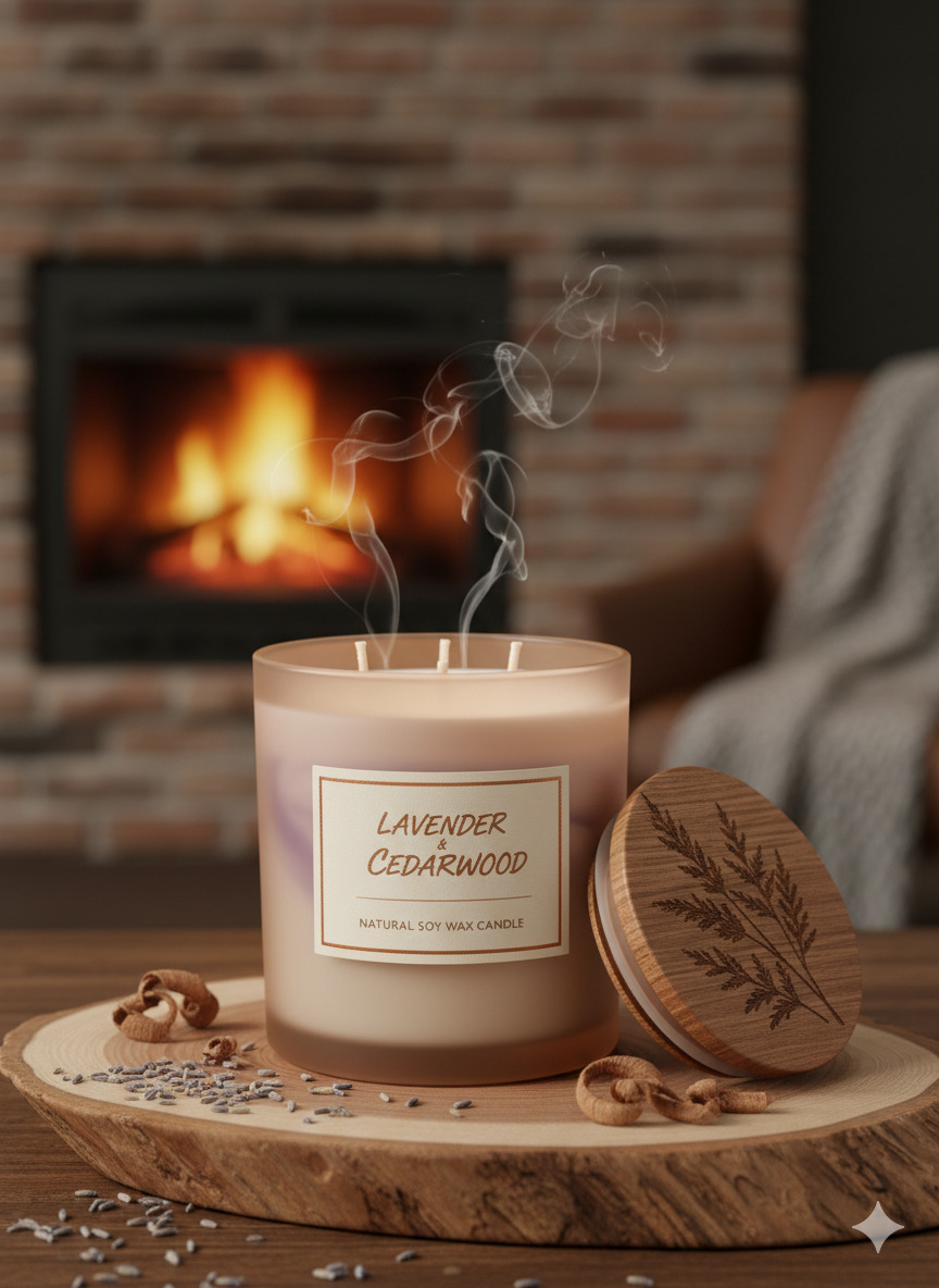 Lavendel og Cedertræ duftlys