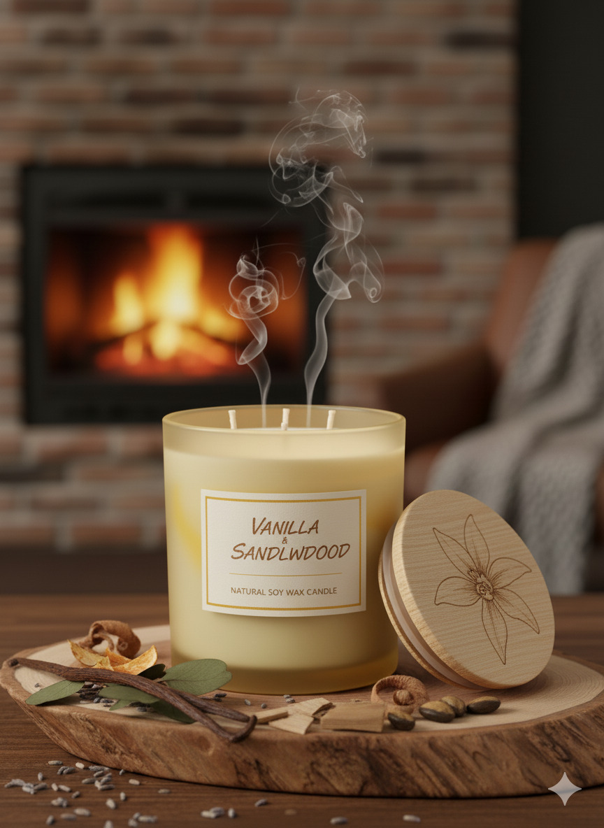 Vanilje og Sandelwood duftlys
